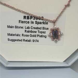 Bomb party blue rainbow topaz necklace